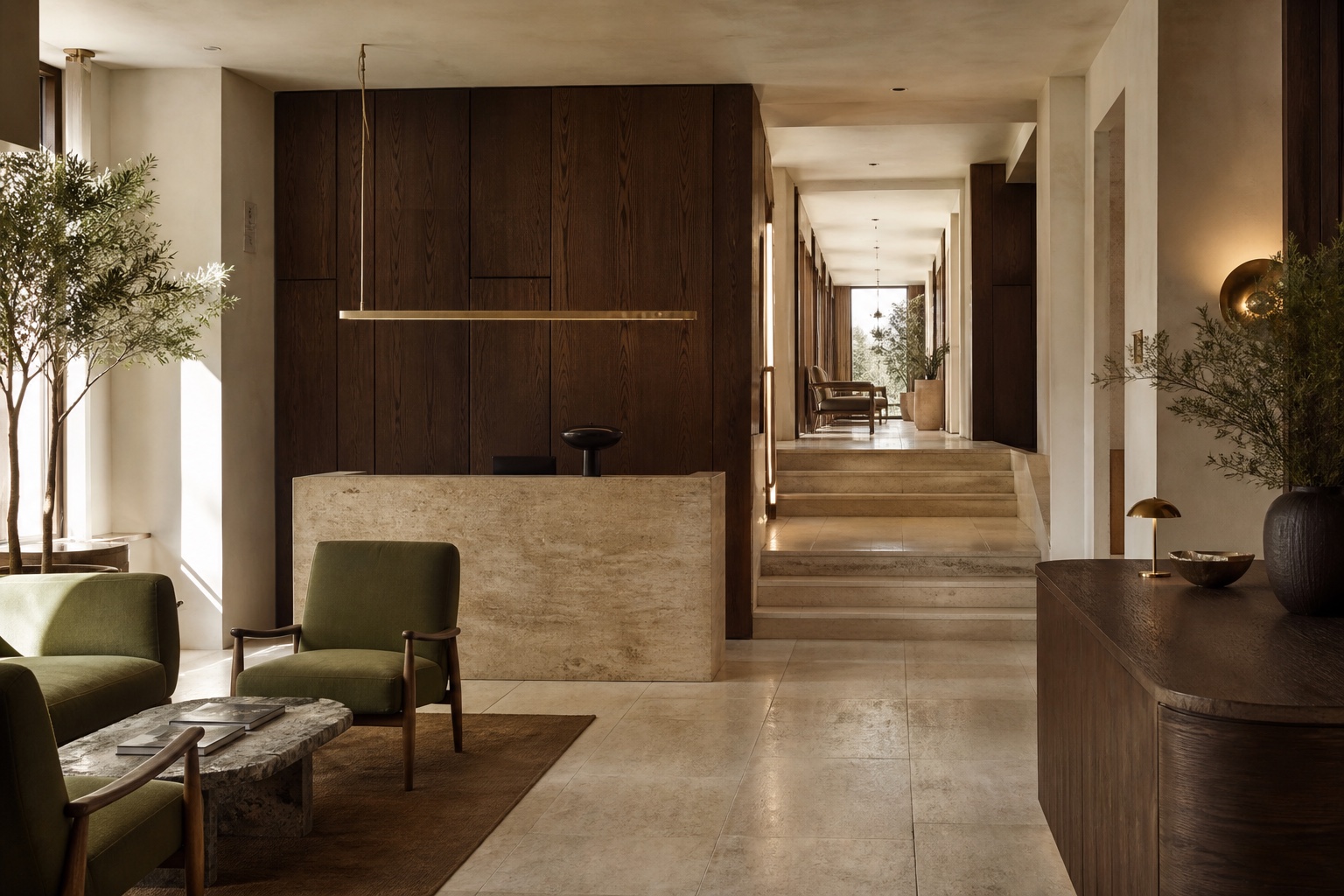 Okeep Mimarlık butik otel lobi ve karşılama alanı çalışması